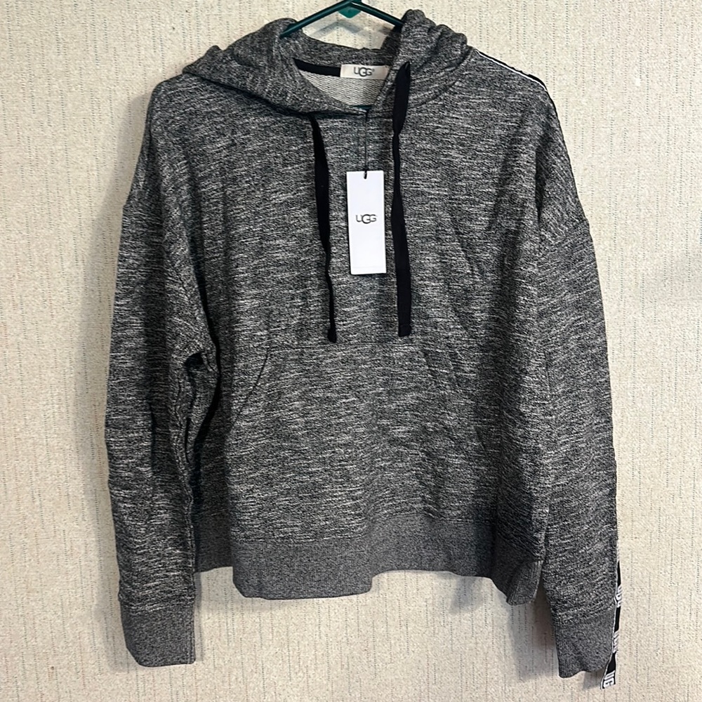 UGG WOMEN’S IRIS TERRY TRACK HOODIE: BLACK/GRAY: NEW WITH TAGS: SIZE SMALL